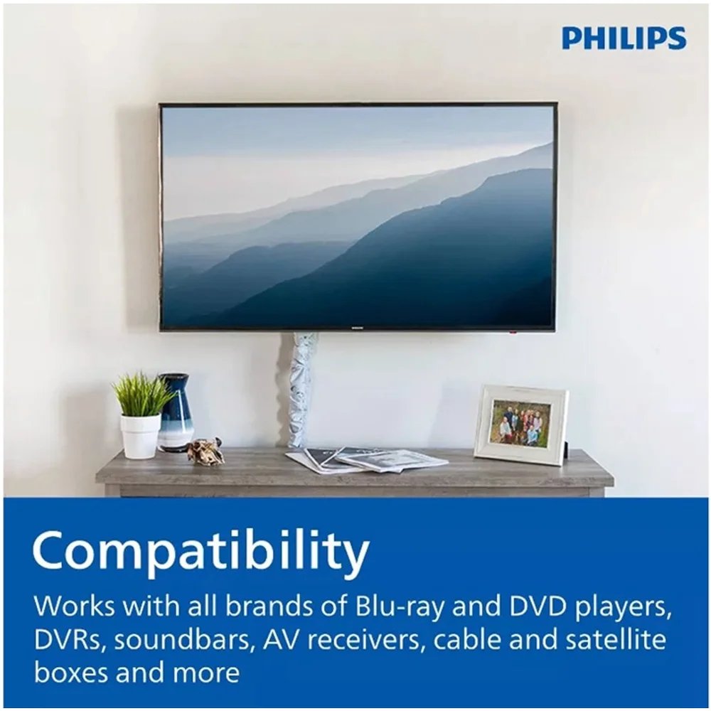 Philips Toslink 6 ft Fiber Optic Audio Cable with Adapters